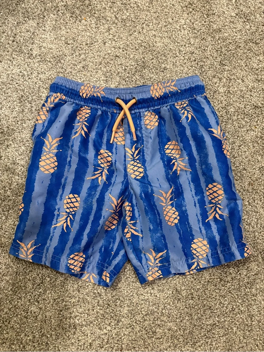Carter's Blue Swim Shorts with Orange Pineapple Print